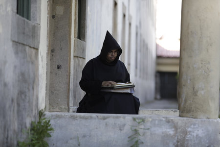 Salvador, Bahia, Brazil - February 21, 2019: Catholic monk seen at the Sao Bento Monastery in the city of Salvador.のeditorial素材