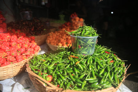 salvador, bahia, brazil - april 30, 2022: fresh pepper from the crack at the Sao Joaquim fair in the city of Salvador.のeditorial素材