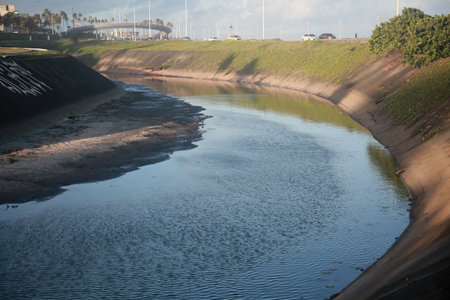 Salvador, Bahia, Brazil - July 19, 2022: View of a sewage water channel on the Camurujipe river in the city of Salvador.のeditorial素材