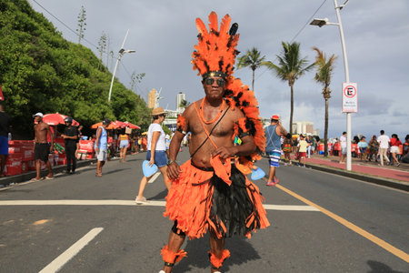 salvador, bahia, brazil â€“ february 2023: Cultural attraction participates in eventi Fuzue,...