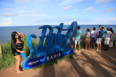 portoseguro, bahia, brazil - march 14, 2023: view of old building in the historic center of the city of Porto Seguro, in the extreme south of Bahia.のeditorial素材