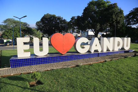 gandu, bahia, brazil - may 19, 2023: sign at the entrance of the city of gandu.のeditorial素材