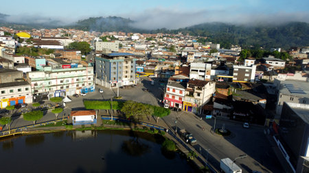gandu, bahia, brazil - may 19, 2023: aerial view of artificial lake in the city of ganduのeditorial素材