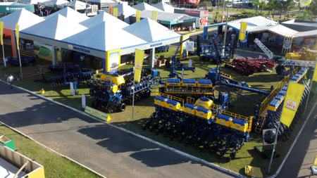 luiz eduardo magalhaes, bahia, brazil - june 5, 2023: agricultural machine on display during the Bahia Farm Show in western Bahia.のeditorial素材