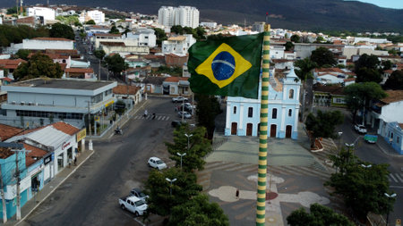 brumado, bahia, brazil - july 7, 2023: Aerial view of the city of Brumado in southwestern Bahia.のeditorial素材