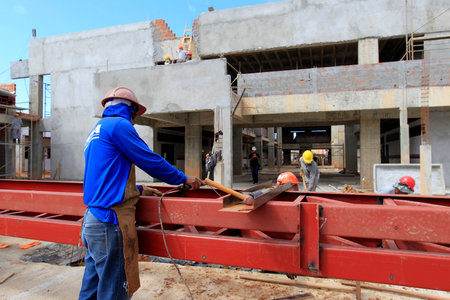 ilheus, bahia, brazil - may 9, 2023: Construction of full-time public school in the city of ilheus...