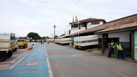 Porto Seguro, Bahia, Brazil - October 20, 2023: Porto Seguro airport courtyard in the extreme south...