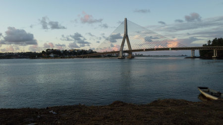 Ilheus, Bahia, Brazil - December 10, 2023: view of the Jorge Amado bridge in the city of Ilheus, in the south of Bahia.のeditorial素材
