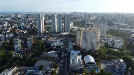 salvador, bahia, brazil - november 23, 2023: aerial view of residential buildings in the city of...