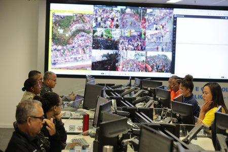 salvador, bahia, brazil - february 12, 2024: Security forces professionals working at the integrated...