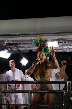salvador, bahia, brazil - february 12, 2024: singer Ivete Sangalo is seen during a performance at carnalva in Salvadorのeditorial素材