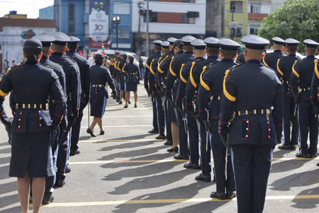 salvador, bahia, brazil - february 1, 2024: Honor guard members of the Bahia Military Police are...