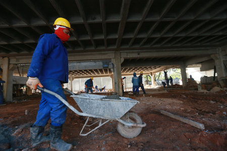 salvador, bahia, brazil - july 8, 2022: construction of a public school building in the city of Salvador.のeditorial素材