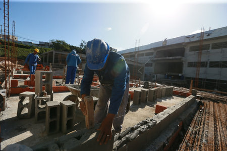 salvador, bahia, brazil - july 8, 2022: construction of a public school building in the city of Salvador.のeditorial素材