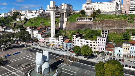 salvador, bahia, brazil - july 20, 2024: view of the Lacerda Elevator, a monument in the city of...