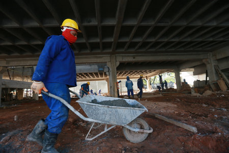salvador, bahia, brazil - july 8, 2022: construction of a public school building in the city of...