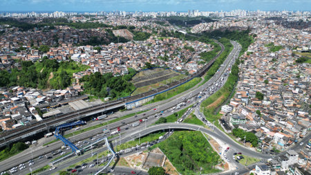 salvador, bahia, brazil - november 6, 2024: view of the Rotula do Abacaxi viaduct complex in the...