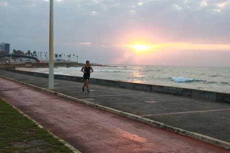 salvador, bahia, brazil - august 24, 2024: View of Jardim dos Namorados beach in the Pituba neighborhood in the city of Salvador.の写真素材