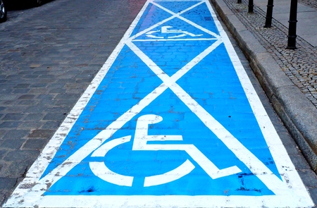 Two parking spaces for disabled peopleの写真素材