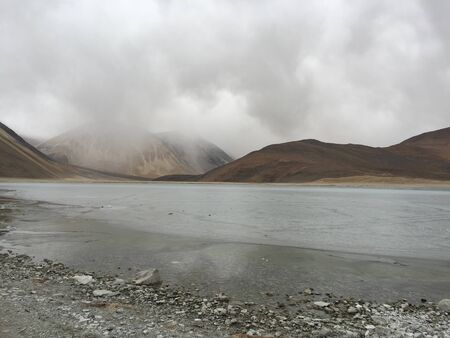 frozen lakeの写真素材