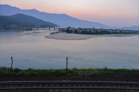 Lang Co Lagoon shot from the roadの写真素材