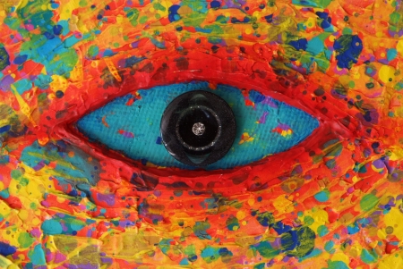 Turquoise Eye Texture of colorful paintingの写真素材