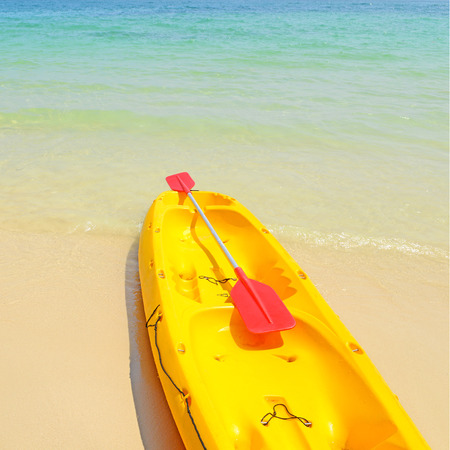 Yellow kayaks on the tropical beach, koh samed island, Thailand の写真素材