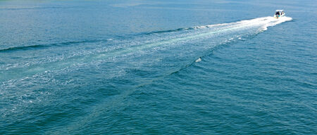 Wake of a cruise ship on the sea