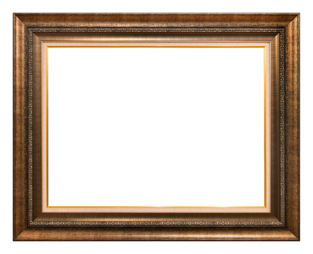 Antique gold frame isolated on the white backgroundの写真素材