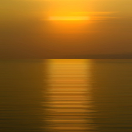 Abstract background motion blurred of refraction in water with sunset on the sea at twilight times.