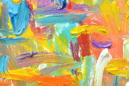 Color of lifes. Expressionist mood, texture Brush paint drawn vivid colorful oil on canvas.の写真素材