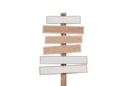 Blank or empty, clear isolated wooden planks or signboards on white background.