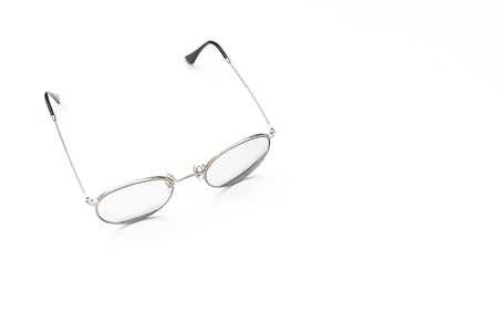Eye glasses frame silver isolated on white background.の写真素材