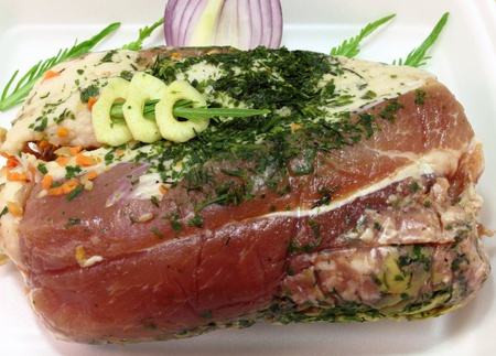 marinated with spiced pork and mushroom rouladeの写真素材