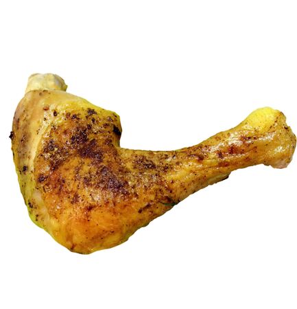 this is fried chicken quarter on a white backgroundの写真素材