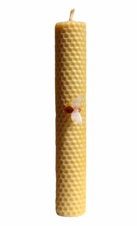 the candle is hand-made from natural bee honeycombの写真素材