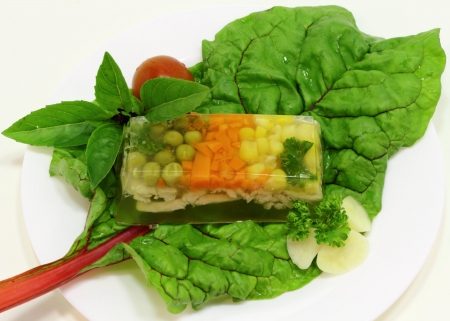 this is a mini-appetizer with vegetables and herbsの写真素材