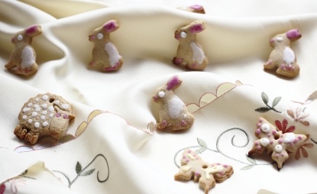 Home baked sweet cookies of different figuresの写真素材