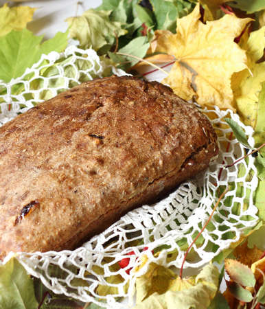 Loaf of bread and  still life on rustic backgroundの写真素材