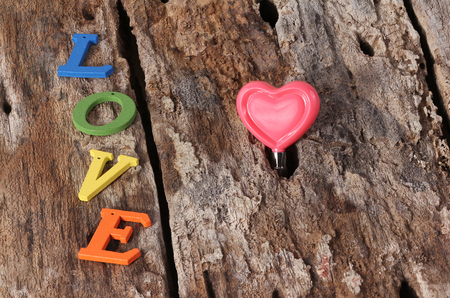 Valentines Day background.I love you alphabet wood on wood background.の写真素材