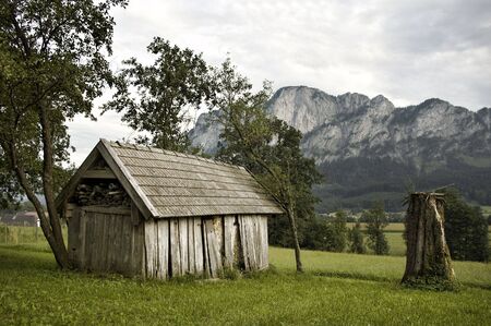 Derelict Barn in the Austrian Alpsの写真素材