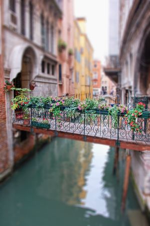 Romantic Bridge in Venice with Vignette Blurの写真素材