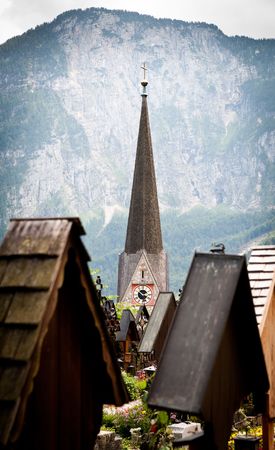 Church and Cemetery, taken in Hallstatt, Austriaの写真素材