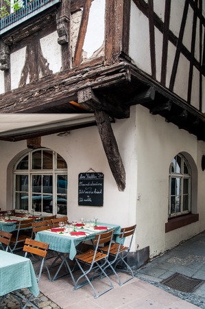 Beautiful half-timbered house in the Petite-France district of Strasbourgのeditorial素材