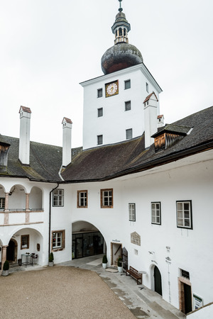 Courtyard of Castle Orth in Salzkammergut, Upper Austriaのeditorial素材