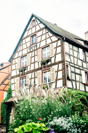 typical Alsace half timbered house, Strasbourg Franceの写真素材