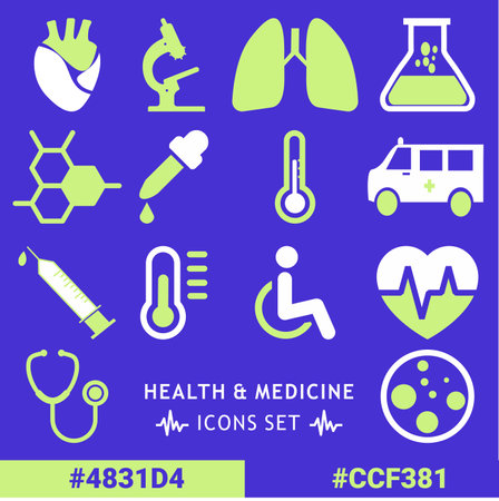 Set of medical icons on blue background. Vector illustration. Eps 10.のイラスト素材