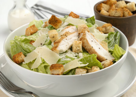 Caesar salad with chicken, parmesan and croutonsの素材
