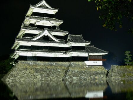 Matsumoto Castle by night, Nagano Prefecture, Japanのeditorial素材