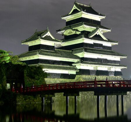 Matsumoto Castle by night, Nagano Prefecture, Japanのeditorial素材